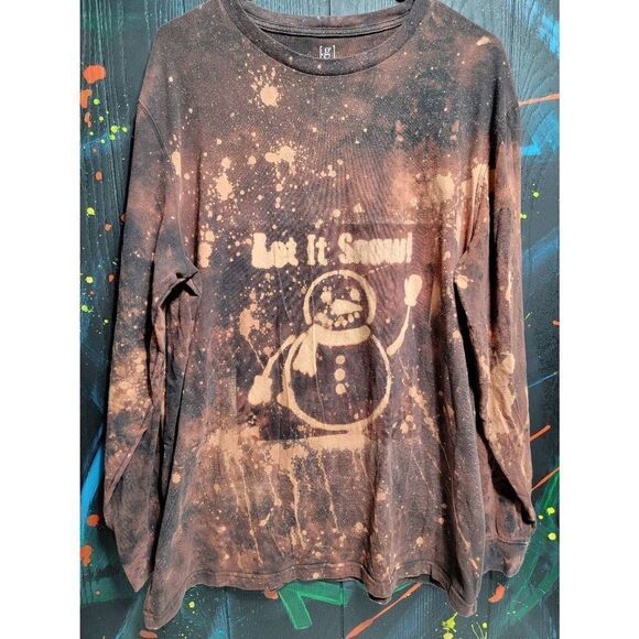 Custom One‎ of a Kind "Let it Snow" Reverse Tie Dye Sweater - Picture 1 of 4